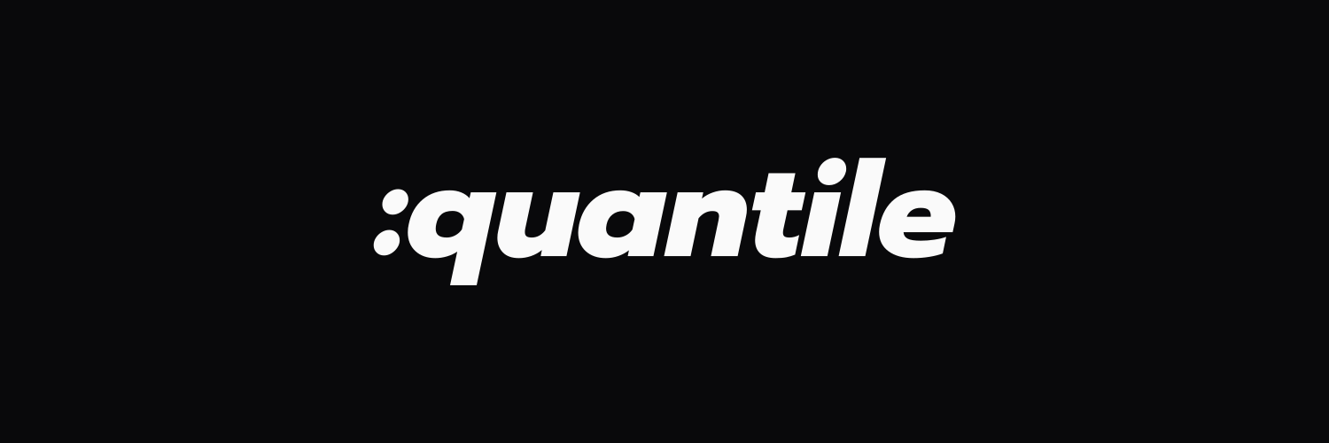 X header: light Quantile wordmark on a dark background